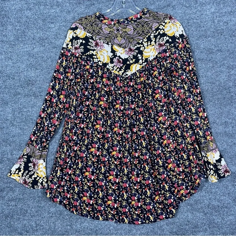 Free People Women’s XS Wildflower Fields Floral Boho Bell Sleeve Long Sleeve Top